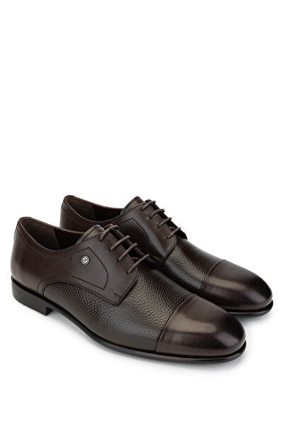 Tamer Tanca Men's Genuine Leather Brown Classic Shoes