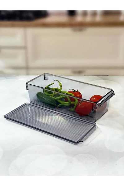 VİP AHMET Vip Ahmet Mina Organizer Plastic Shelf, Transparent Smoked (with Cover) 4 L