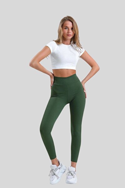 Tam12den Home Yüksek Bel Fitilli Toparlayıcılı Yeşil Tayt