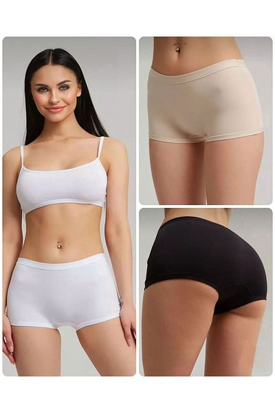 FİT WOMEN Women's Boxer Recovery Non-Marking Seamless Knitted Boxer (Triple Pack)