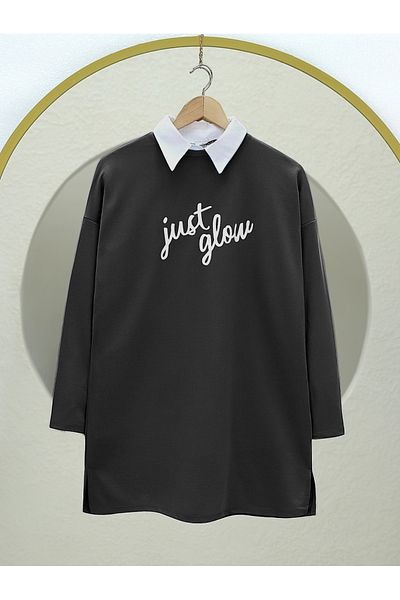 Modamorfo Black Printed Combed Cotton Sweat