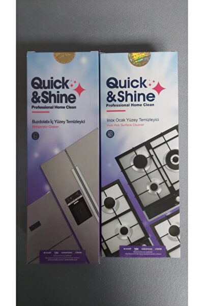 Quick&Shine Buzdolabı İç Yüzey Temizleyici Ve İnox Ocak Temizleyici 2’Li Set