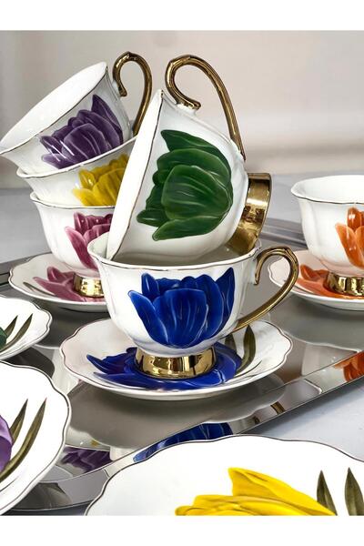ACAR Tıffany Büyük Boy Çay Seti 6 Kişilik