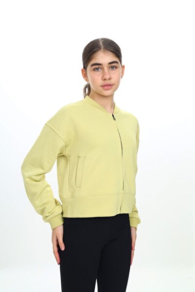 Toontoy Πλεκτή ζακέτα για κορίτσια με γιακά κολλεγίου με τσέπες με φερμουάρ με τύπωμα - 3 κλωστές χωρίς σαρντούν