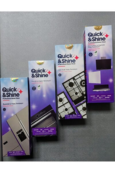 Quick&Shine Buzdolabı İç Yüzey Temizleyici Ve Fırın İçi Izgara Ve İnox Ocak Ve Aspiratör Temizleyici 4 ‘Lü Set