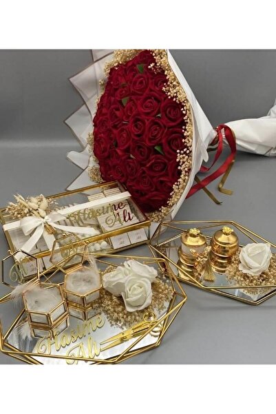 gifthomeshop Kız Isteme Çikolatası - Kırmızı Çiçek Buketi Ile Romantik Hediye