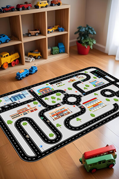 Noble Halı Yollu Oyun Halısı Makinede Yıkanabilir Kaymaz Taban Leke Tutmaz Antibakteriyel Çocuk Odası Halısı