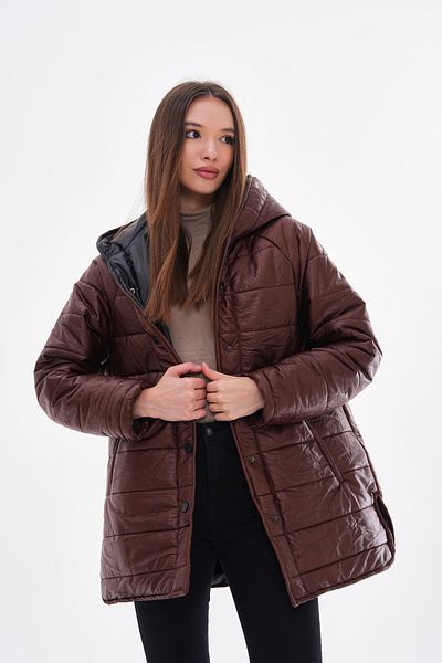 ROBA Water Repellent Suede Quilted Coat with Hood and Flota Pocket Rbw-350