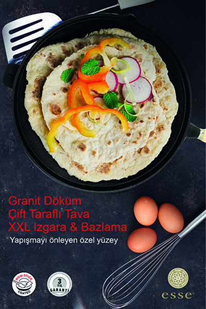 Esse Granit Döküm Yapışmaz Gözleme Izgara Bazlama Tava Cm E0011