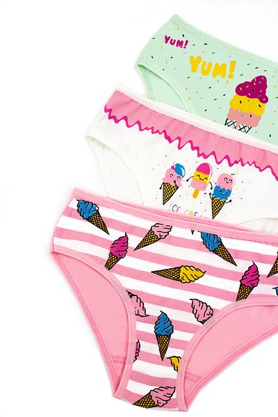 Öts 3-Piece Ice Cream Print Cotton-Lycra Panties Slip Set for Girl