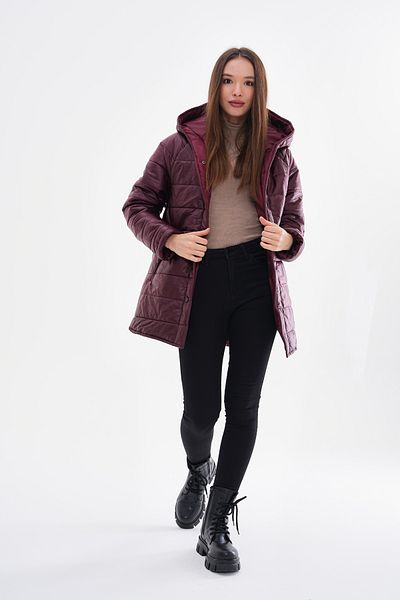 ROBA Water Repellent Suede Quilted Coat with Hood and Flota Pocket Rbw-350