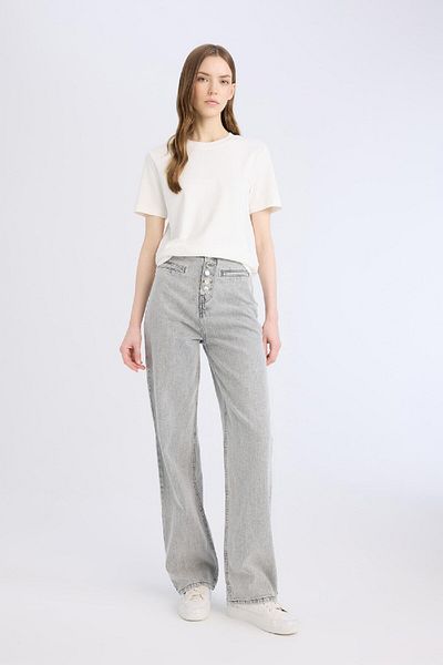 DeFacto High Waist Wide Leg 90s Jean - dlouhé kalhoty na praní D4323ax24au