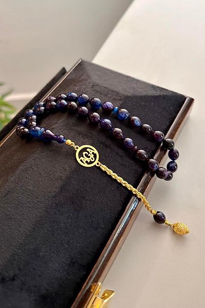 dergah tesbih Ağa Series Gold Design Ankle Length Fire-I Squeeze Amber Rosary