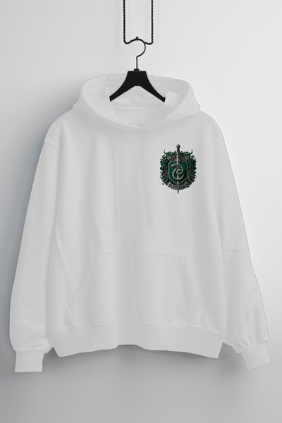 Zestia Hanorac unisex, cu imprimeu Slytherin, croială normală, 100% bumbac, c...