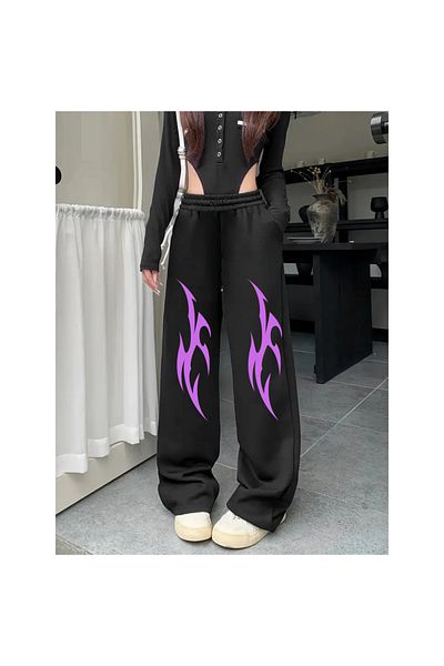 Touz Moda Παντελόνι φούτερ Unisex από χοντρό ύφασμα Gothic Printed 3 νημάτων