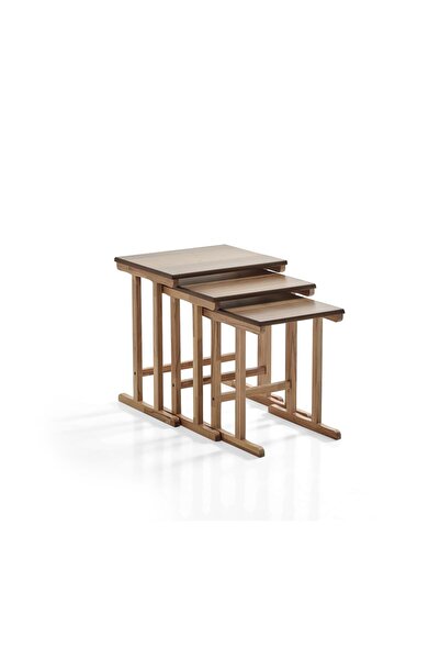 ReHome Peony Üçlü Zigon Sehpa | Ceviz | Kayın Sehpa