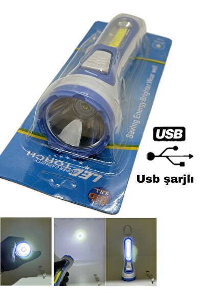 VOLEMİ Usb Şarjlı 3 modlu Çok Fonksiyonlu El Feneri Kamp Feneri Araba Malzeme...
