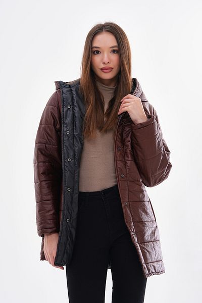 ROBA Water Repellent Suede Quilted Coat with Hood and Flota Pocket Rbw-350