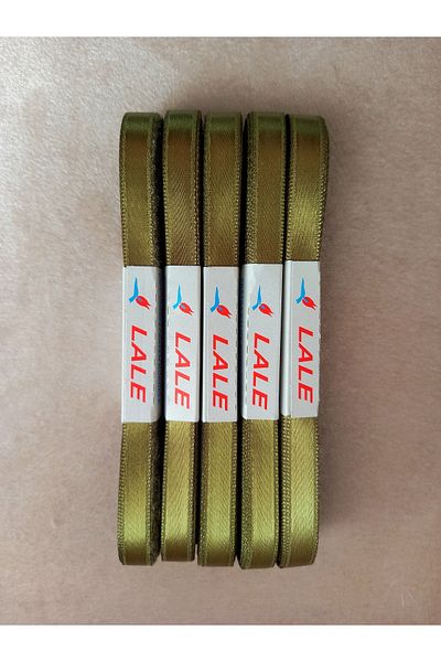 yörük tuhafiye 50 Meters Khaki Green Satin Ribbon - 1 cm Satin Ribbon (5 Balls)