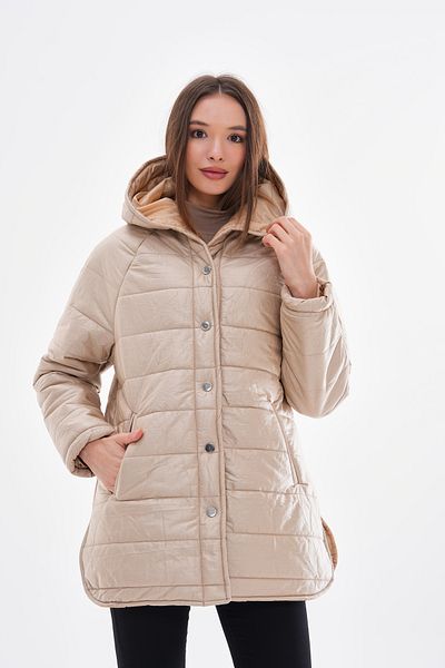 ROBA Water Repellent Suede Quilted Coat with Hood and Flota Pocket Rbw-350