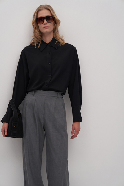 Mathilda Store Siyah Private Edition Nakış Detaylı Oversize Gömlek