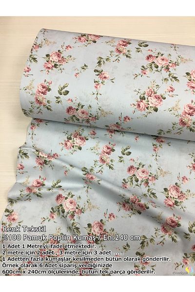 Renk Tekstil Rosella Patterned Poplin Fabric - Φόρεμα - Παπλωματοθήκη - Σεντόνι - Χόμπι