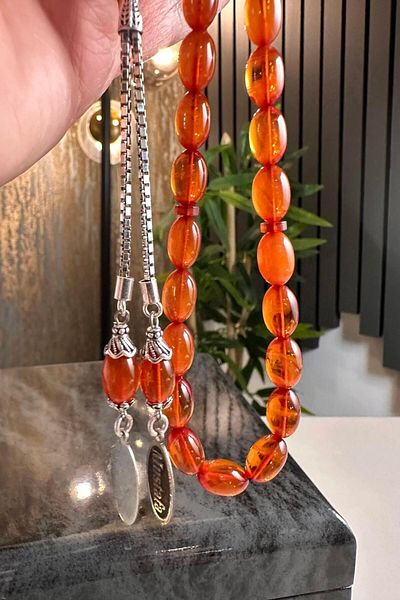 dergah tesbih Silver Design Fire-I Amber Prayer Beads for Your Loved Ones