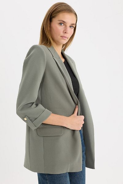 DeFacto Basic-Blazerjacke – reguläre Passform, gerader Kragen C3215ax24au