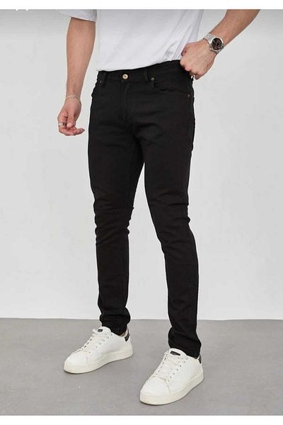 KING SEZAR Ανδρικό Jeans Lycra Jeans Cotton Black Fit Jeans Straight Jeans