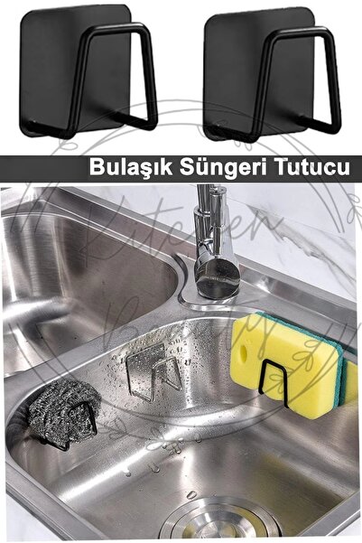 Kitchen Beauty Bulaşık Süngeri Tutucu Yapışkanlı Paslanmaz Askılık Çift Taraf...