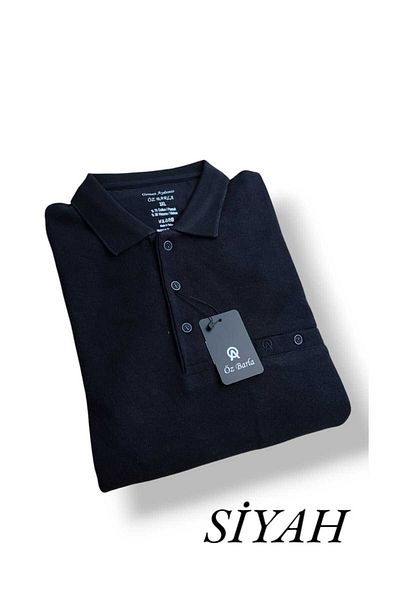 ÖZ BARLA TRİKO Plus Size Thessaloniki Dad Sweater - Collared Pocket, Cotton Top Quality, Thick Product with Gramage 3Xl.4Xl
