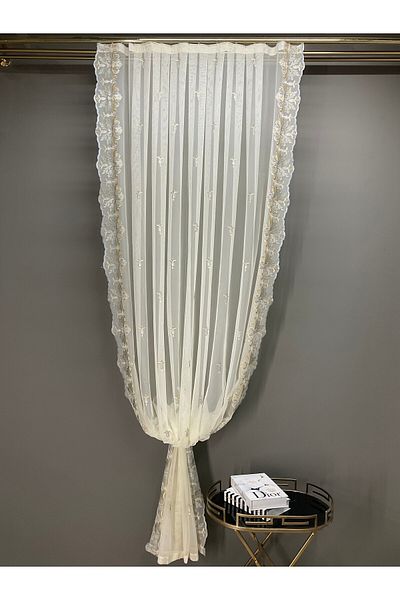 CASA NATURALE Embroidered Greek Tulle Curtain 8896-02-422