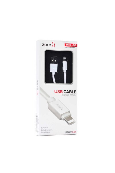 Techaks كابل USB Lightning MCL-02 أبيض-Zore
