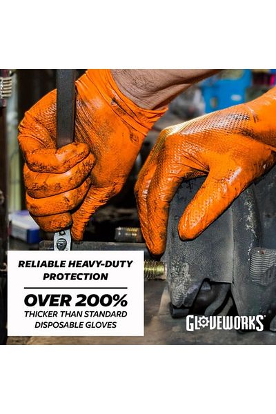 Ammex Gloveworks Polymer Coated Industrial Nitrile Gloves Large