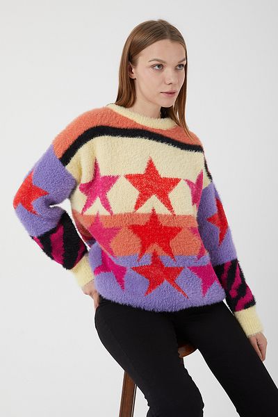 POODLE Pulover de damă cu modele de stele