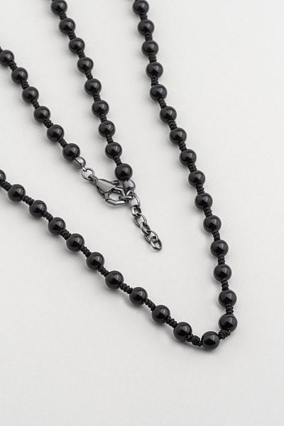So CHIC... Onyx Stone 70 cm Silver Men's Necklace