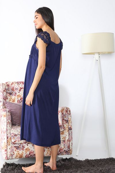 Effort Pijama Maternity Nightgown Set with Dark Blue Dressing Gowns