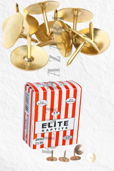 Kent Pazarı Gold Yellow Thumb Tacks with Rivets - Metal Nails 200 Pcs, 5 Pack Nickel Plated, for Home School Desk