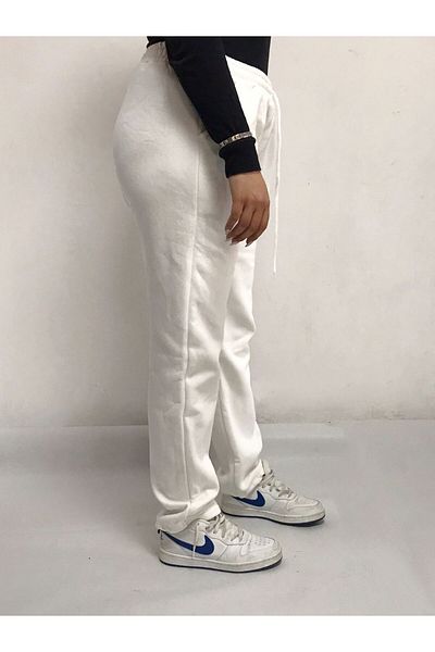 FUNSTYLE 3 Yarn Full Cotton White Winter Sweatpants