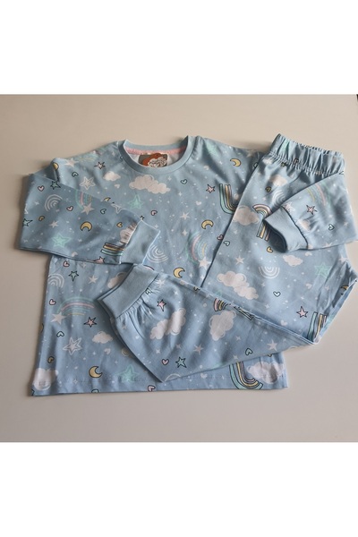HNKİDS İsobel Kids Gökkuşağı Temalı Süprem Kumaş Kız Çocuk Pijama Takımı