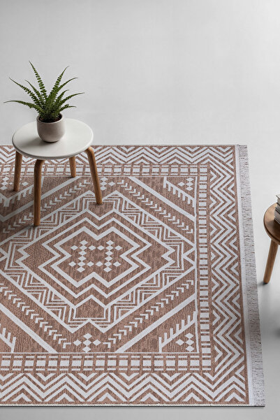 SARAZ HALI Macro Touch Series Bohemian Double Sided Woven Cotton Rug 1701 Beige