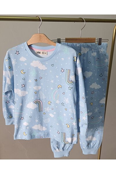 HNKİDS İsobel Kids Gökkuşağı Temalı Süprem Kumaş Kız Çocuk Pijama Takımı