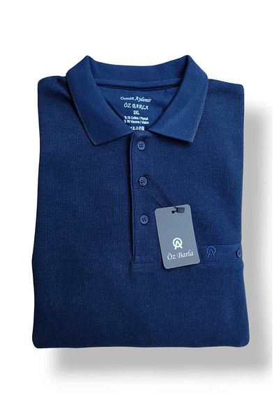 ÖZ BARLA TRİKO Plus Size Thessaloniki Dad Sweater - Collared Pocket, Cotton Top Quality, Thick Product with Gramage 3Xl.4Xl