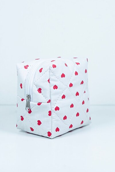 elzripy Mini Kalp Desenli Büyük Boy Makyaj Çantası Organizer 10x15x20