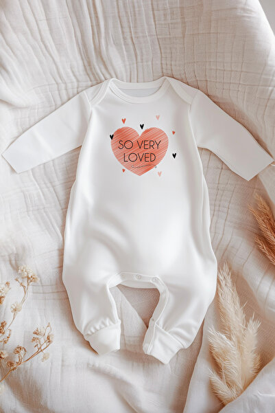 Astral Baby 100% Cotton Long Sleeve Valentine's Day Themed Baby Romper so Very Loved