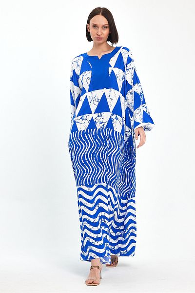 Denismoda Rochie lungă din viscoză cu mâneci cu balon pentru damă