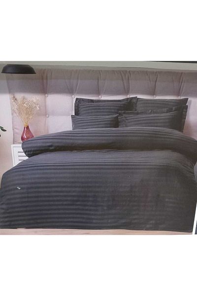 Altınbaşak Satin Duvet Cover Set - Double, Smoke Gray