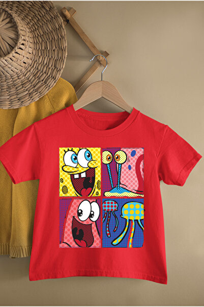 MAGORS Dečija majica kratkih rukava sa printom SpongeBoba, pamučna, s okrugli...