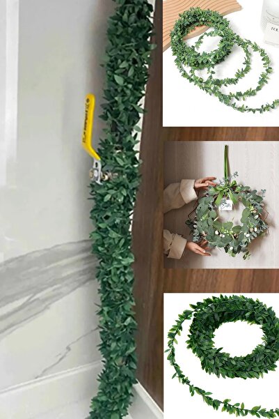 İndirimKap 7.5 Metre Tel Yaprak Doğalgaz Borusu Süsü Şerit Yapay Taç Sarmaşık Çiçek Süs