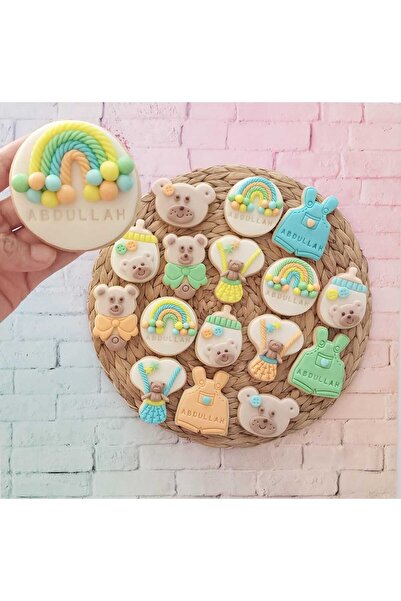Tatlı Armağanlar Rengarenk İsimli Ayıcıklı Yenidoğan Baby Butik Kurabiye- 20 ...